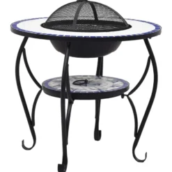 vidaXL - Vuurtafel - Blauw - Keramiek