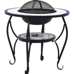 vidaXL - Vuurtafel - Blauw - Keramiek