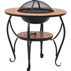vidaXL - Vuurtafel - Bruin - Keramiek