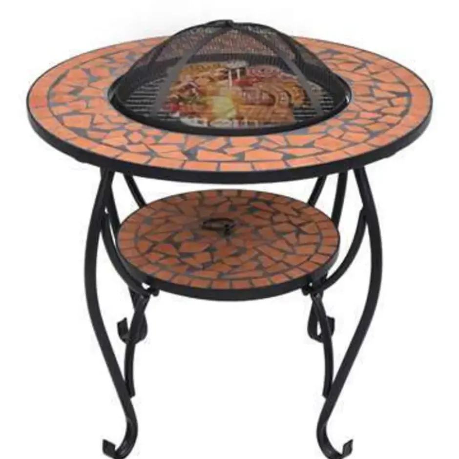 vidaXL - Vuurtafel - Bruin - Keramiek