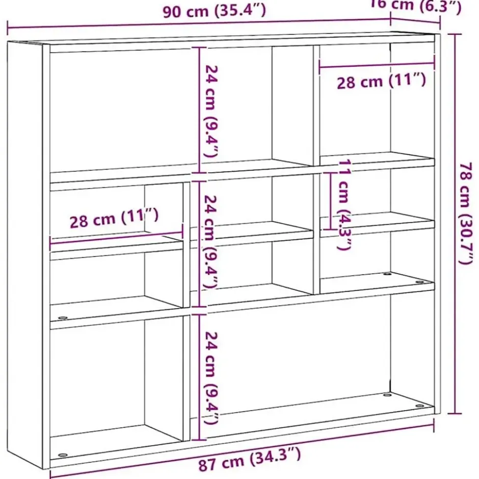 vidaXL - Wandmeubel - Wit - Bewerkt hout