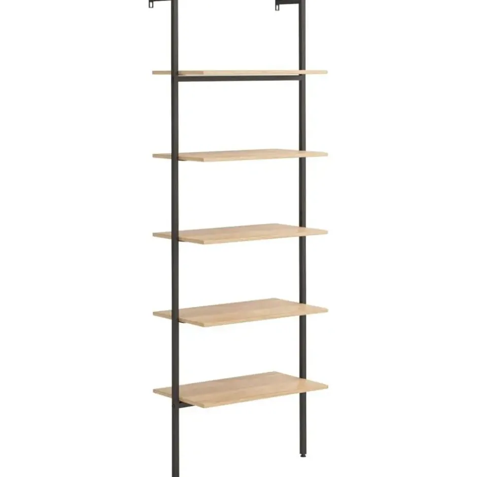 vidaXL - Wandrek met 5 schappen - Bruin - Bewerkt hout - 64 x 35 x 185 cm