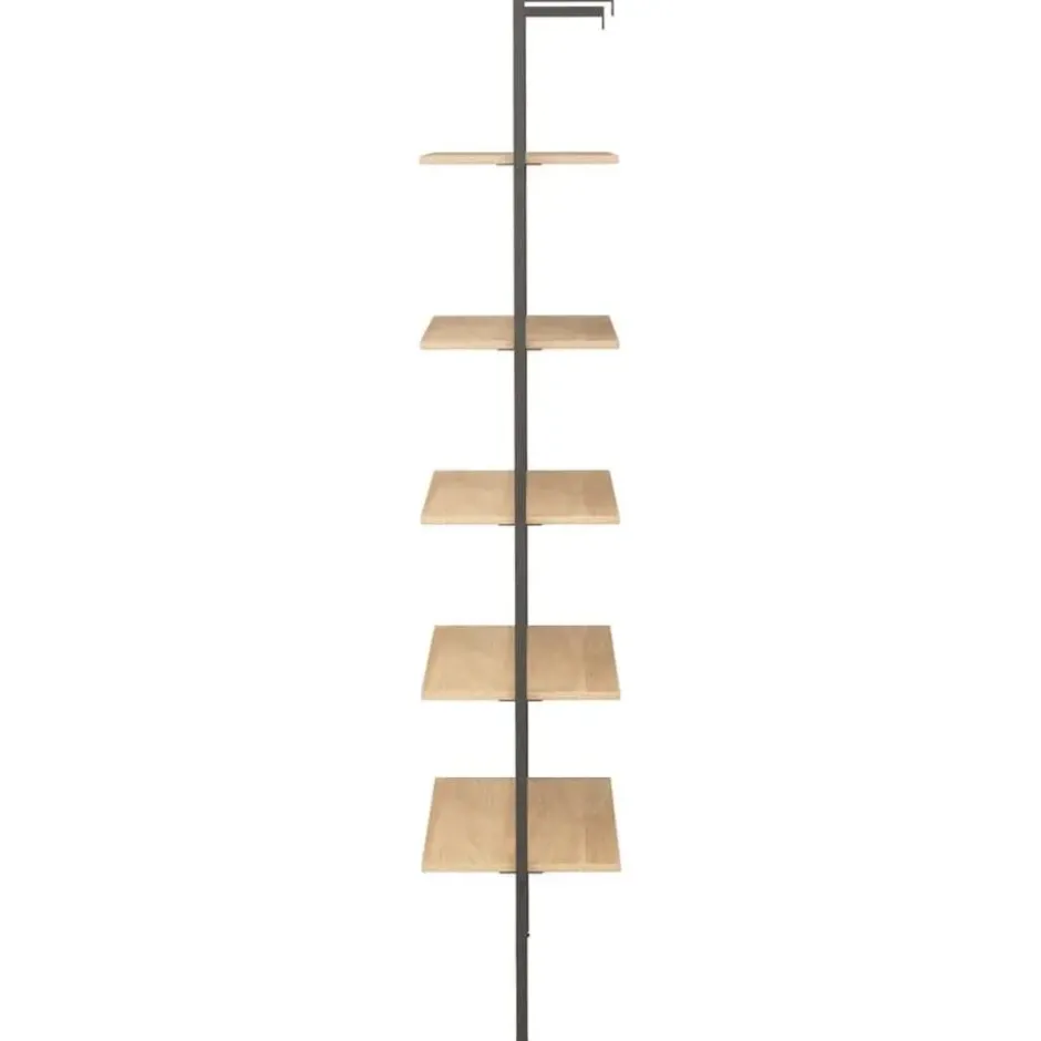 vidaXL - Wandrek met 5 schappen - Bruin - Bewerkt hout - 64 x 35 x 185 cm