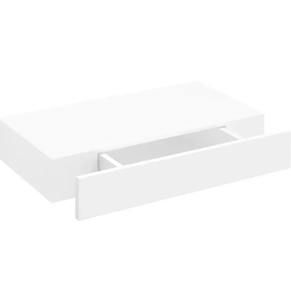 vidaXL Wandschap - met lade - zwevend - MDF - wit