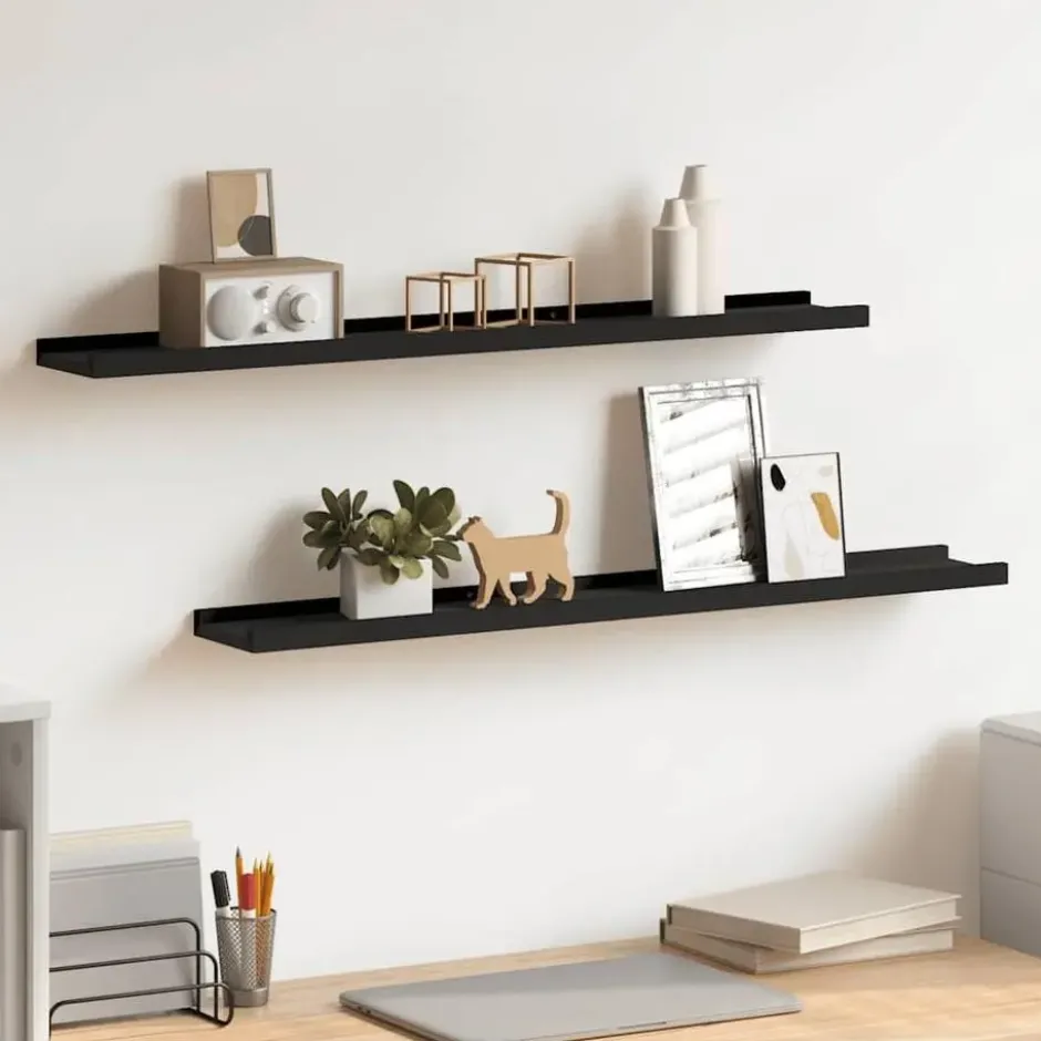vidaXL - Wandschap - Zwart - MDF
