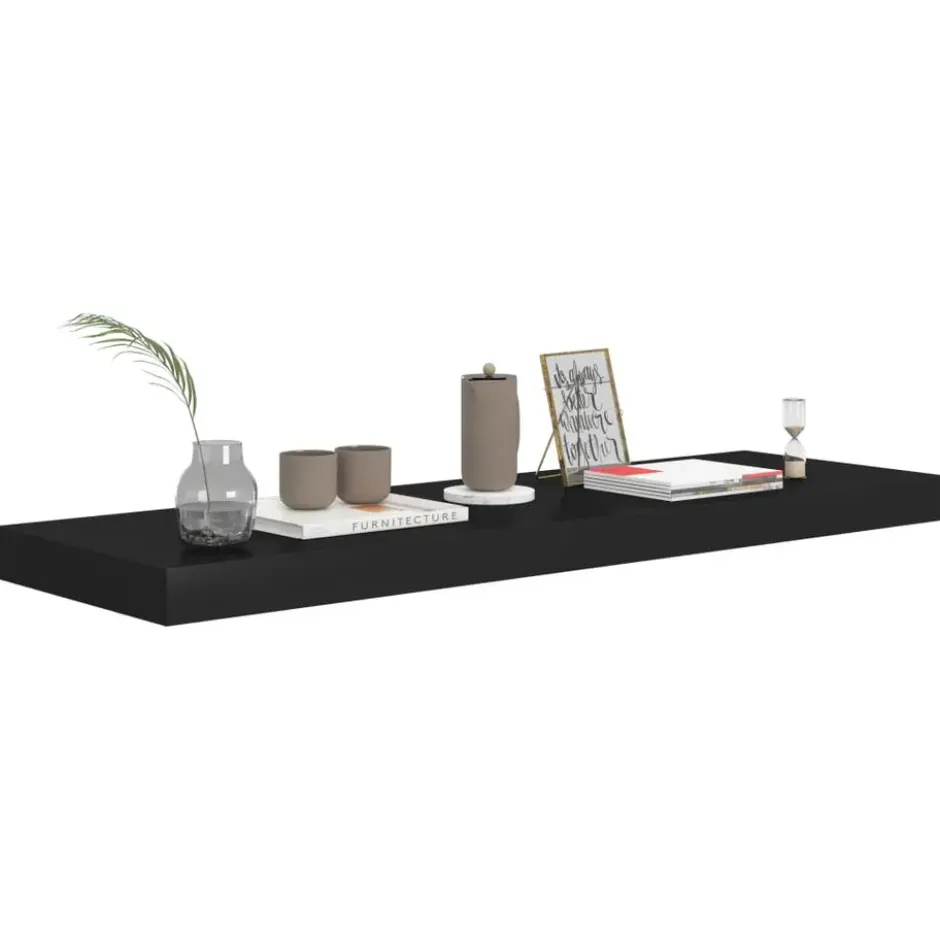 vidaXL - Wandschap - Zwart - MDF - 80 x 23.5 x 3.8 cm