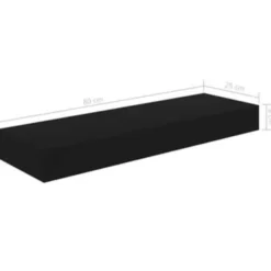 vidaXL - Wandschap - Zwart - MDF - 80 x 25 x 8 cm