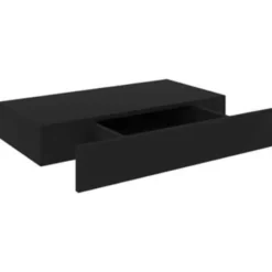 vidaXL - Wandschap - Zwart - MDF - 48 x 25 x 8 cm