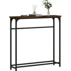 vidaXL - Wandtafel - Gerookt eiken - Bewerkt hout - 75x19.5x75 cm