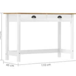VIDAXL Wandtafel Hill Range met 2 lades 110x45x74 cm grenenhout