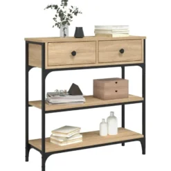 vidaXL - Wandtafel met 2 lades 2 schappen - Sonoma eiken - Hout - 72.5x25x75 cm