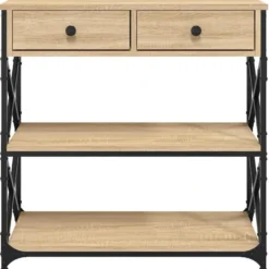 vidaXL - Wandtafel met 2 lades 2 schappen - Sonoma eiken - Hout - 75x28x75 cm
