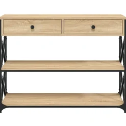 vidaXL - Wandtafel met 2 lades 2 schappen - Sonoma eiken - Hout - 100x28x75 cm