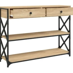 vidaXL - Wandtafel met 2 lades 2 schappen - Sonoma eiken - Hout - 100x28x75 cm