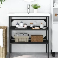 vidaXL - Wastafelframe 79x38x83 cm ijzer zwart Wastafelframe badkamerrek