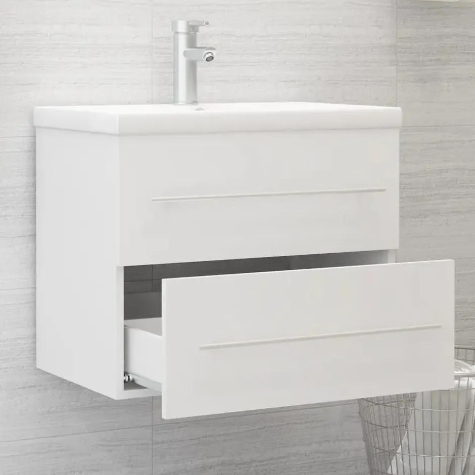 vidaXL - Wastafelkast - Wit - Bewerkt hout - 60 x 38.5 x 48 cm
