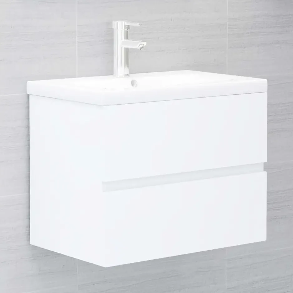 vidaXL - Wastafelkast - Wit - Bewerkt hout - 60 x 38.5 x 45 cm