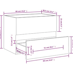 vidaXL - Wastafelkast - Wit - Bewerkt hout - 60 x 38.5 x 45 cm