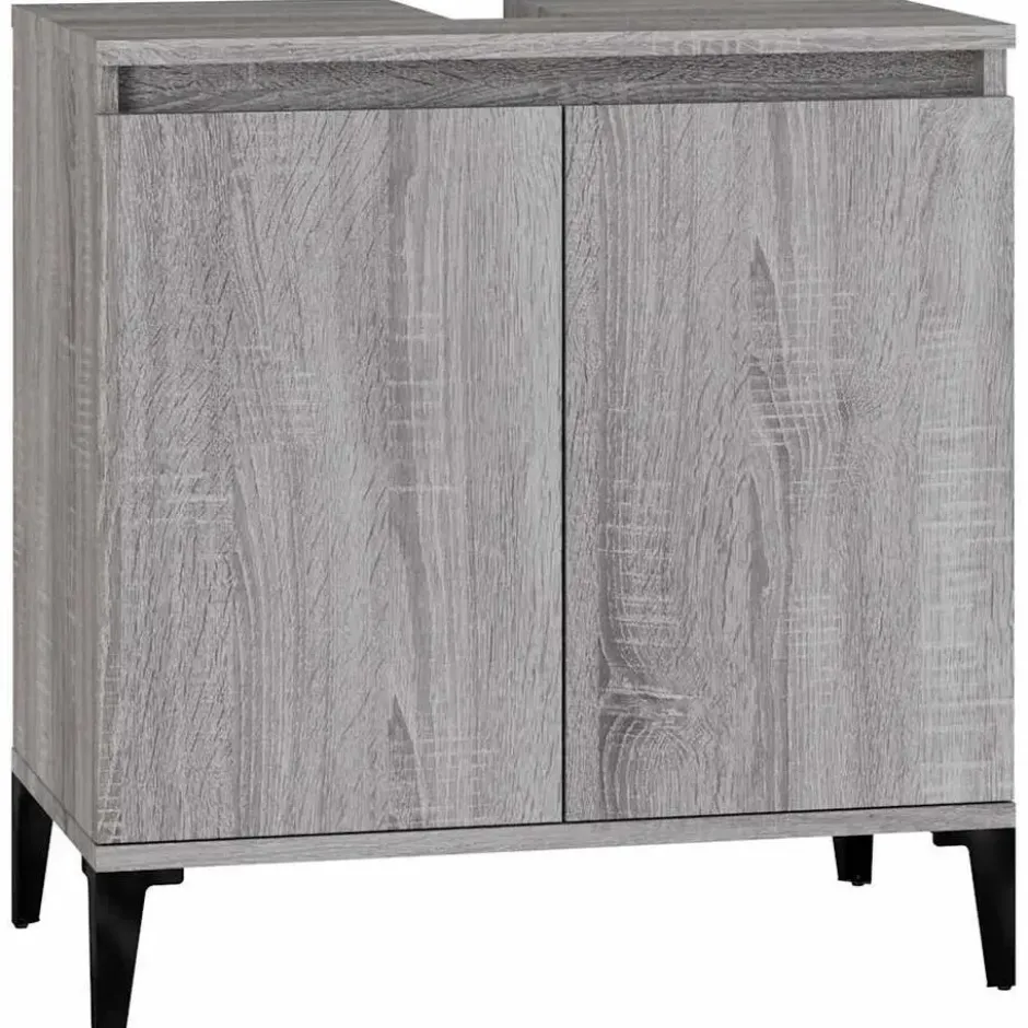 vidaXL - Wastafelkast 58x33x60 cm bewerkt hout grijs sonoma eikenkleurig
