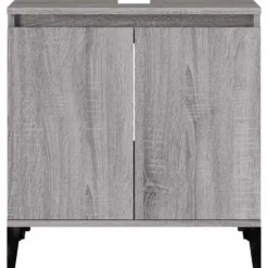 vidaXL - Wastafelkast 58x33x60 cm bewerkt hout grijs sonoma eikenkleurig