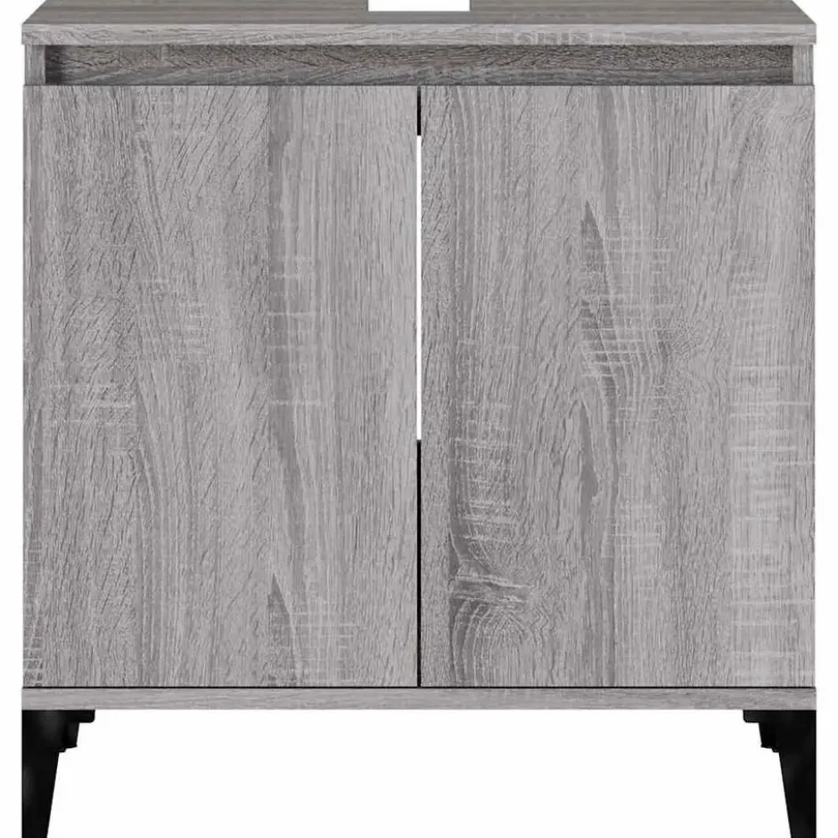 vidaXL - Wastafelkast 58x33x60 cm bewerkt hout grijs sonoma eikenkleurig