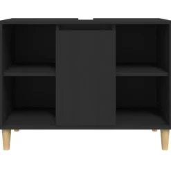 vidaXL - Wastafelkast 80x33x60 cm bewerkt hout zwart