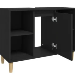 vidaXL - Wastafelkast 80x33x60 cm bewerkt hout zwart