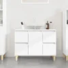 vidaXL - Wastafelkast 80x33x60 cm bewerkt hout wit