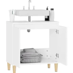 vidaXL - Wastafelkast 58x33x60 cm bewerkt hout wit