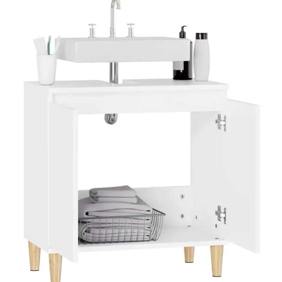 vidaXL - Wastafelkast 58x33x60 cm bewerkt hout wit