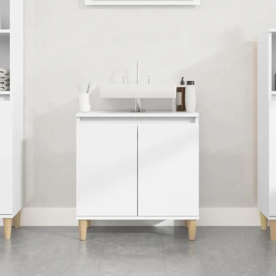 vidaXL - Wastafelkast 58x33x60 cm bewerkt hout wit