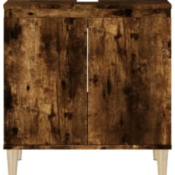 vidaXL - Wastafelkast 58x33x60 cm bewerkt hout gerookt eikenkleurig