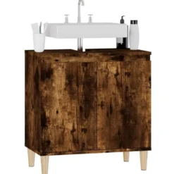 vidaXL - Wastafelkast 58x33x60 cm bewerkt hout gerookt eikenkleurig