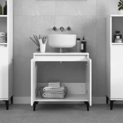 vidaXL - Wastafelkast 58x33x60 cm bewerkt hout wit