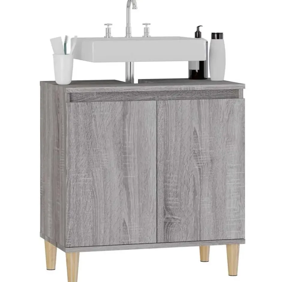 vidaXL - Wastafelkast 58x33x60 cm grijs sonoma eikenkleurig bewerkt hout