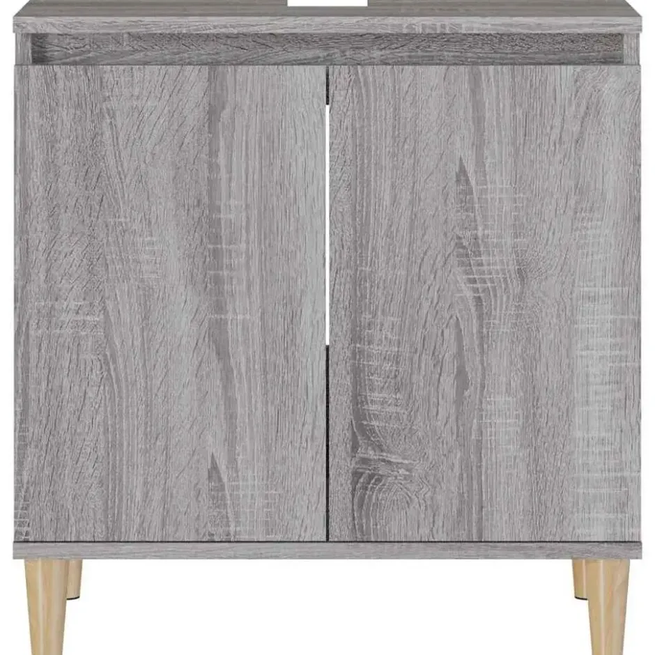 vidaXL - Wastafelkast 58x33x60 cm grijs sonoma eikenkleurig bewerkt hout