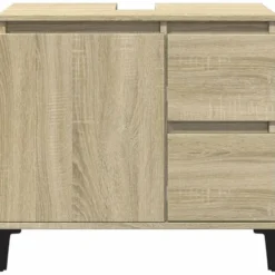 vidaXL - Wastafelonderkast - 1 deur 2 lades - Sonoma eiken - Hout - 65x33x60 cm