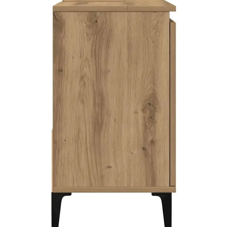 vidaXL - Wastafelonderkast - 1 deur 2 lades - Artisanaal eiken - 65x33x60 cm