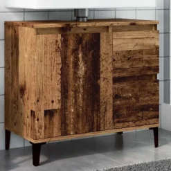 vidaXL - Wastafelonderkast - 1 deur 2 lades - Oud hout - Hout - 65x33x60 cm