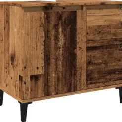 vidaXL - Wastafelonderkast - 1 deur 2 lades - Oud hout - Hout - 65x33x60 cm