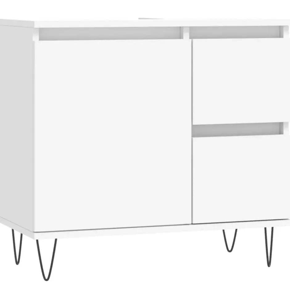 vidaXL - Wastafelonderkast met 2 lades - Wit - Hout en ijzer - 65x33x60 cm