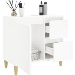 vidaXL - Wastafelonderkast met 1 deur 2 lades - Wit - Hout - 65x33x60 cm
