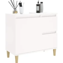 vidaXL - Wastafelonderkast met 1 deur 2 lades - Wit - Hout - 65x33x60 cm