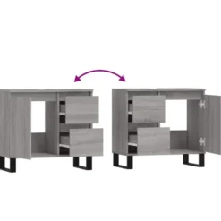 vidaXL - Wastafelonderkast met 2 lades - Grijs sonoma eiken - Hout - 65 cm