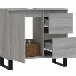 vidaXL - Wastafelonderkast met 2 lades - Grijs sonoma eiken - Hout - 65 cm