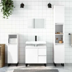 vidaXL - Wastafelonderkast met 2 lades - Wit - Bewerkt hout en ijzer - 65 cm