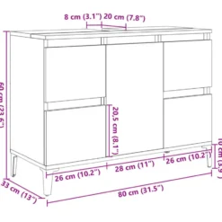 vidaXL - Wastafelonderkast met 1 deur 4 lades - Sonoma eiken - 80x33x60 cm
