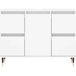 vidaXL - Wit Wastafelonderkast - 1 deur 4 lades - Bewerkt hout - 80x33x60 cm