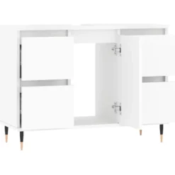 vidaXL - Wit Wastafelonderkast - 1 deur 4 lades - Bewerkt hout - 80x33x60 cm