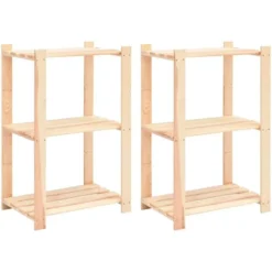 vidaXL - 2x Grenenhouten Opbergrek 3-Laags 150 kg Opslagrek Rek Opbergkast Kast